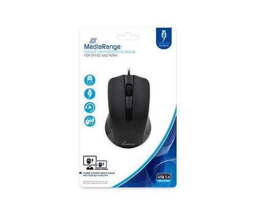 MOUSE USB OPTICAL BLACK/3-BUTTON MROS210 MEDIARANGE