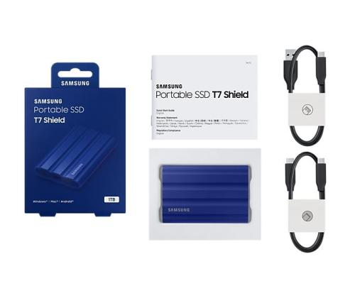 External SSD SAMSUNG T7 1TB USB 3.2 Write speed 1000 MBytes/sec Read speed 1050 MBytes/sec MU...