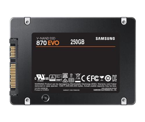 SSD SAMSUNG 870 EVO 250GB SATA MLC Write speed 530 MBytes/sec Read speed 560 MBytes/sec 2,5" TBW...