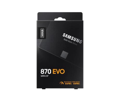 SSD SAMSUNG 870 EVO 500GB SATA SATA 3.0 MLC Write speed 530 MBytes/sec Read speed 560 MBytes/sec...