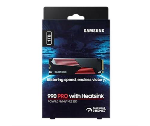 SSD SAMSUNG 990 PRO with Heatsink 1TB M.2 PCIE NVMe MLC Write speed 6900 MBytes/sec Read speed...