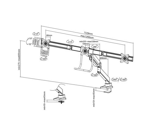 MONITOR ACC DESK MOUNT 17-24"/NM-D775DX3WHITE NEOMOUNTS