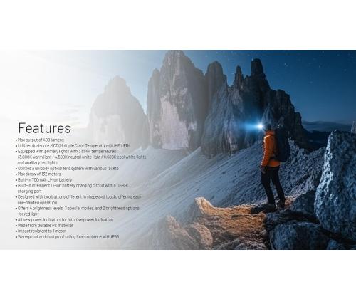 HEADLAMP NU SERIES 400 LUMENS/NU25 MCT UL NITECORE