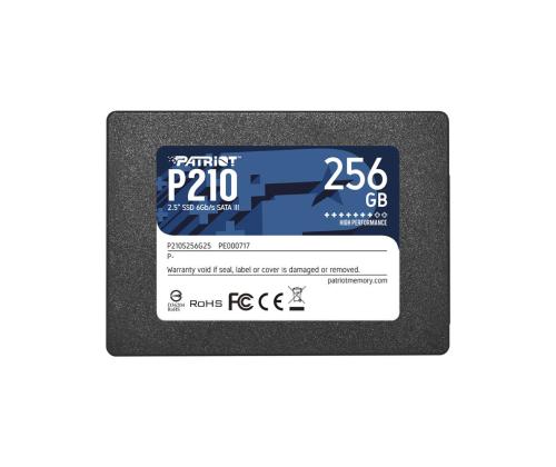 SSD PATRIOT P210 256GB SATA 3.0 Write speed 400 MBytes/sec Read speed 500 MBytes/sec 2,5" TBW 120...