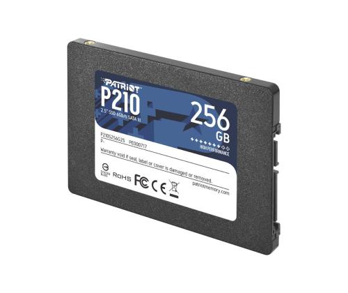 SSD PATRIOT P210 256GB SATA 3.0 Write speed 400 MBytes/sec Read speed 500 MBytes/sec 2,5" TBW 120...