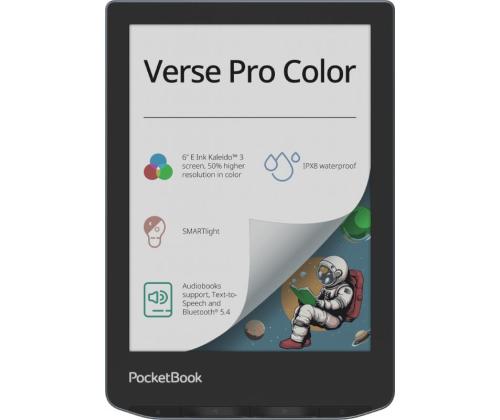 E-Reader POCKETBOOK Verse Pro Color 6" 1072x1448 1xUSB-C Wireless LAN Bluetooth Dark Blue PB634K3...