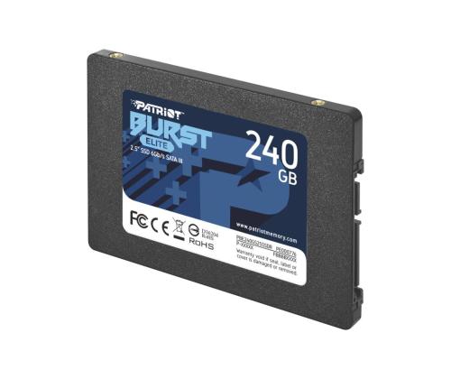 SSD PATRIOT Burst Elite 240GB SATA 3.0 3D NAND Write speed 320 MBytes/sec Read speed 450 MBytes...
