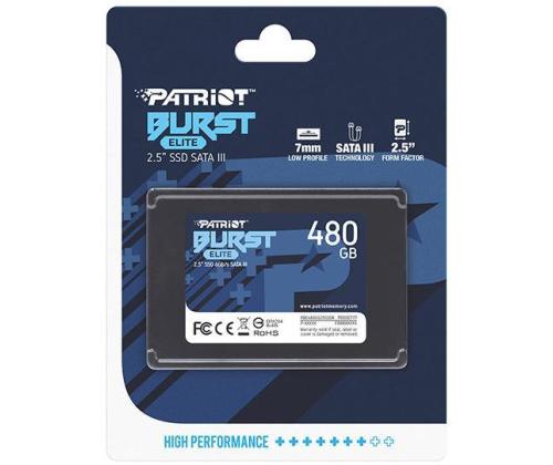 SSD PATRIOT Burst Elite 480GB SATA 3.0 3D NAND Write speed 320 MBytes/sec Read speed 450 MBytes...