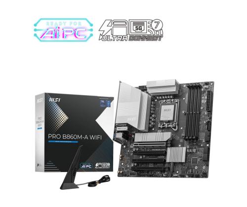 Mainboard MSI Intel B860 Express LGA1851 Micro-ATX Memory DDR5 Memory slots 4 PROB860M-AWIFI