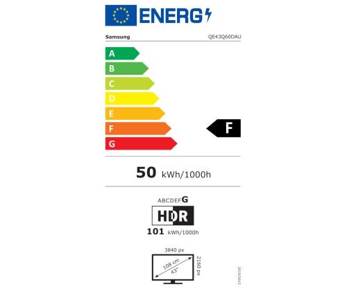 TV Set SAMSUNG 43" 4K/Smart QLED 3840x2160 Wireless LAN Bluetooth Tizen Black QE43Q60DAUXXH