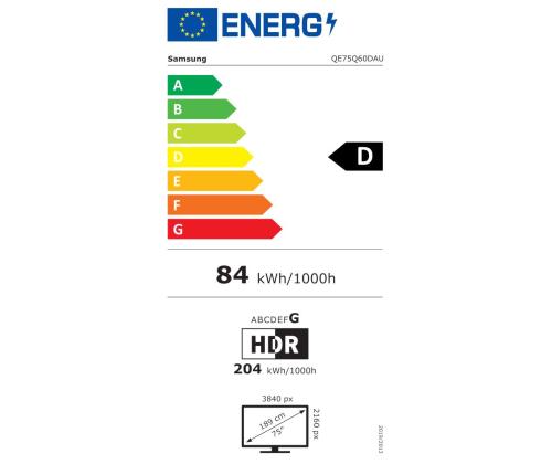 TV Set SAMSUNG 75" 4K/Smart QLED 3840x2160 Tizen Black QE75Q60DAUXXH