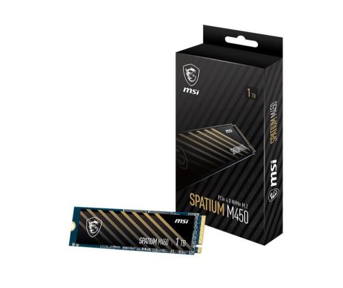 SSD MSI SPATIUM M450 1TB M.2 PCIe Gen4 NVMe 3D NAND Write speed 2400 MBytes/sec Read speed 3400...