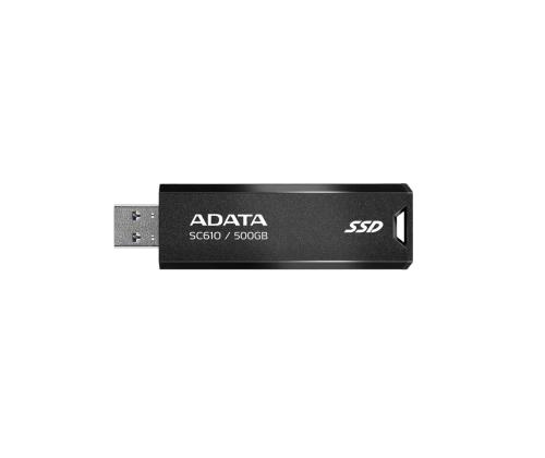 External SSD ADATA SC610 500GB USB 3.2 Write speed 500 MBytes/sec Read speed 550 MBytes/sec SC610...