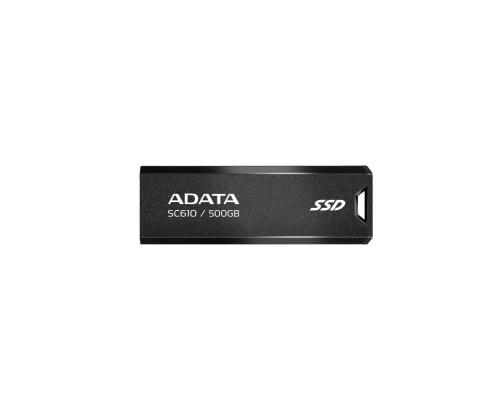 External SSD ADATA SC610 500GB USB 3.2 Write speed 500 MBytes/sec Read speed 550 MBytes/sec SC610...