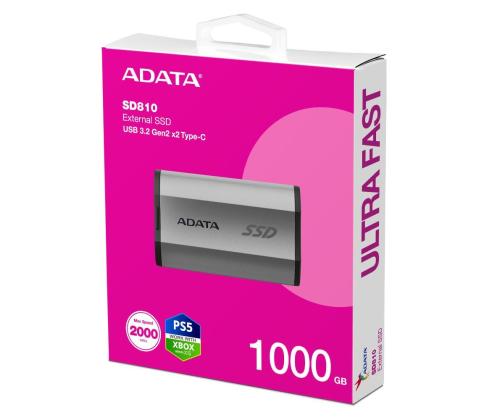 External SSD ADATA SD810 2TB USB-C Write speed 2000 MBytes/sec Read speed 2000 MBytes/sec SD810...