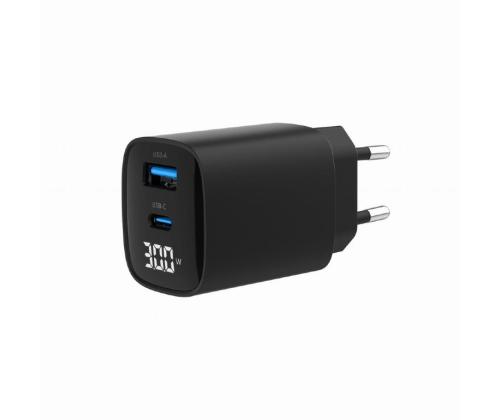 CHARGER USB 30W 2PORT/TA-UC-PDQC30LCD-BK-01 GEMBIRD
