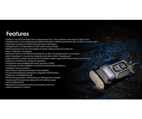 FLASHLIGHT T SERIES 600 LUMENS/TINI3 NITECORE