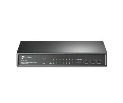 Switch TP-LINK Desktop/pedestal 9x10Base-T / 100Base-TX PoE+ ports 8 TL-SF1009P