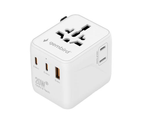 POWER ADAPTER TRAVEL 20W/WHITE TPA-1A2C20-01-W GEMBIRD