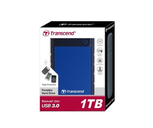 External HDD TRANSCEND StoreJet 1TB USB 3.0 Colour Blue TS1TSJ25H3B