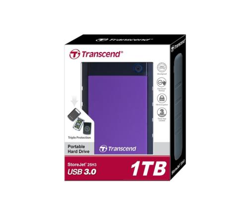 External HDD TRANSCEND StoreJet 1TB USB 3.0 Colour Purple TS1TSJ25H3P