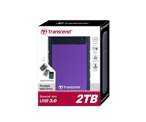 External HDD TRANSCEND StoreJet 2TB USB 3.0 Colour Purple TS2TSJ25H3P