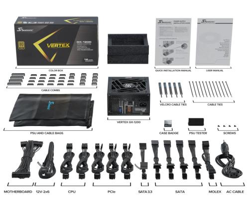 Power Supply SEASONIC VERTEX GX 1200 Watts Efficiency 80 PLUS GOLD MTBF 100000 hours VERTEXGX-1200
