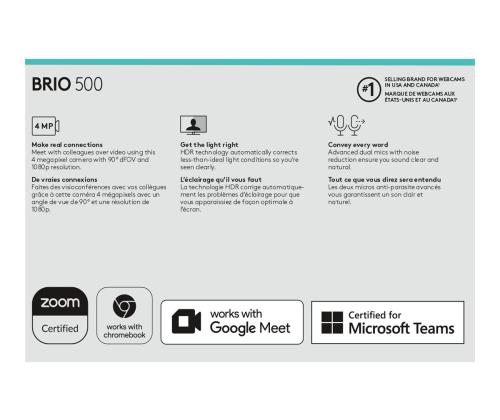 LOGI BRIO 500 Webcam colour 1920 x 1080