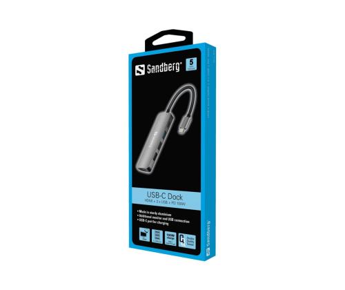 SANDBERG USB-C Dock HDMI+3xUSB+PD 100W