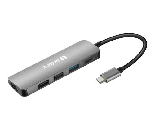 SANDBERG USB-C Dock HDMI+3xUSB+PD 100W