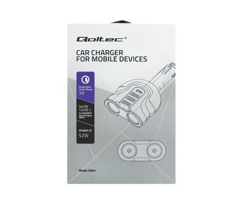 QOLTEC Car Charger 12-24V 52W 5V 2.4A