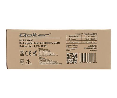 QOLTEC 53062 AGM battery 12V 7.2 Ah