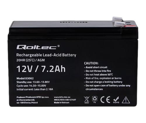 QOLTEC 53062 AGM battery 12V 7.2 Ah