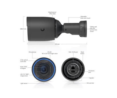 UBIQUITI UVC-G6-PRO-BULLET-B 4K POE