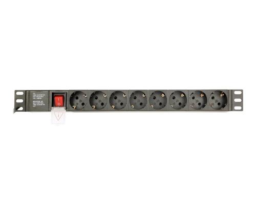 GEMBIRD PDU 8x Schuko 1U 10A 3m C14 Plug