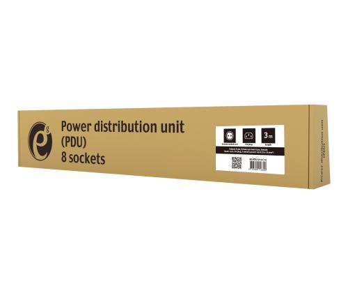 GEMBIRD PDU 8x Schuko 1U 10A 3m C14 Plug