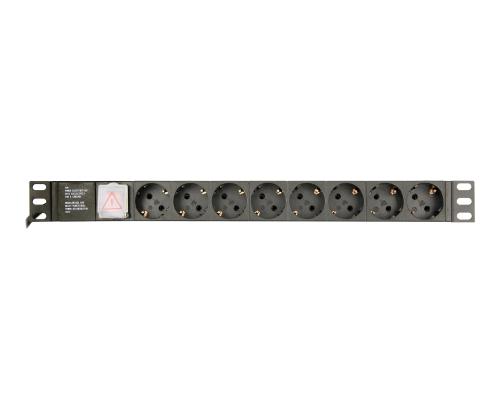 GEMBIRD PDU 8x Schuko 1U 10A 3m C14 Plug