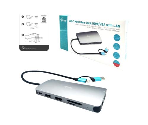 I-TEC USB-C Metal Nano Dock 3xDisplay+PD