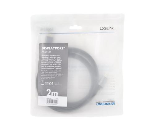 LOGILINK CDA0107 Cable DP/M to HDMI/M 2m