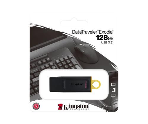 KINGSTON 128GB USB3.2 Gen1 DT Bk+Yellow