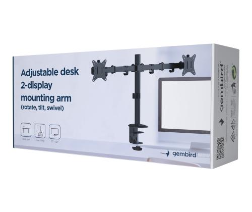 GEMBIRD Adjustable desk 2-display mount