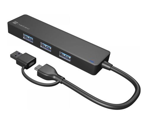 NATEC USB-C Hub Mayfly 4-port + adapter