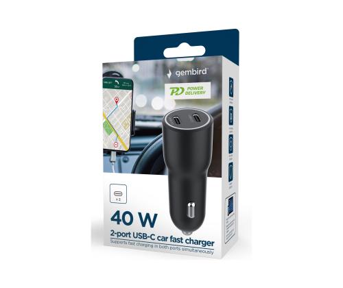 GEMBIRD 2-port USB car charger 4A