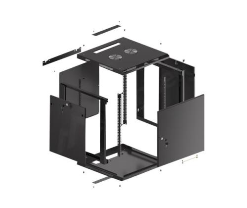 LANBERG Wall mount 19i 12U 600x600 black