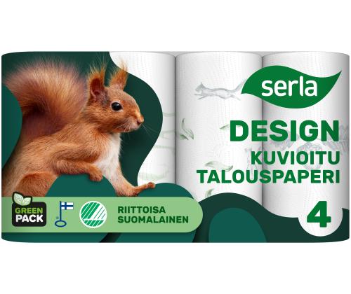 Majapidamispaber 2 kihiline, SERLA Orava, 4 rulli mustriga