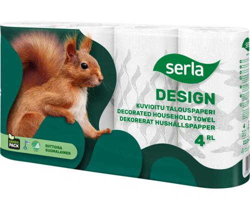 Majapidamispaber 2 kihiline, SERLA Orava, 4 rulli mustriga