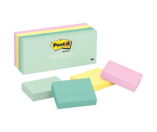 Märkmepaber 38x51mm POST-IT 653TDR pastelsed 12x100 lehte