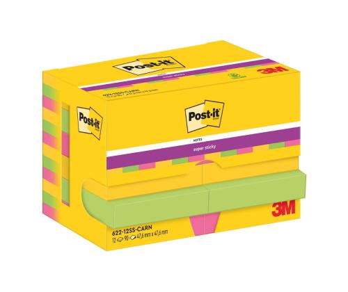 Märkmepaber 47x47mm POST-IT SS Carnival 12x90 lehte