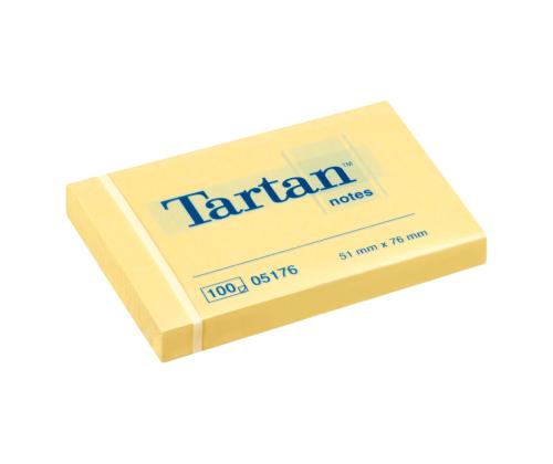 Märkmepaber 51x76mm TARTAN kollane 12x100 lehte
