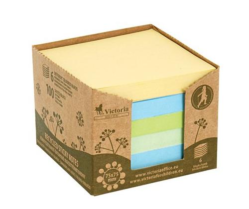 Märkmepaber 75x75mm VICTORIA RP pastelsed toonid 6tk pakis